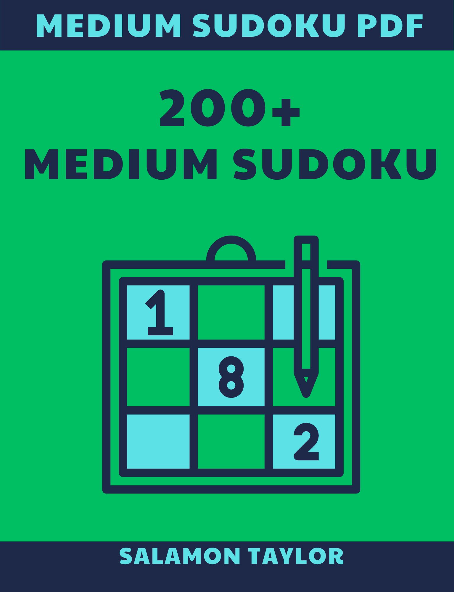 200+ Medium Sudoku Puzzles with Solutions | Printable PDF Digital Download