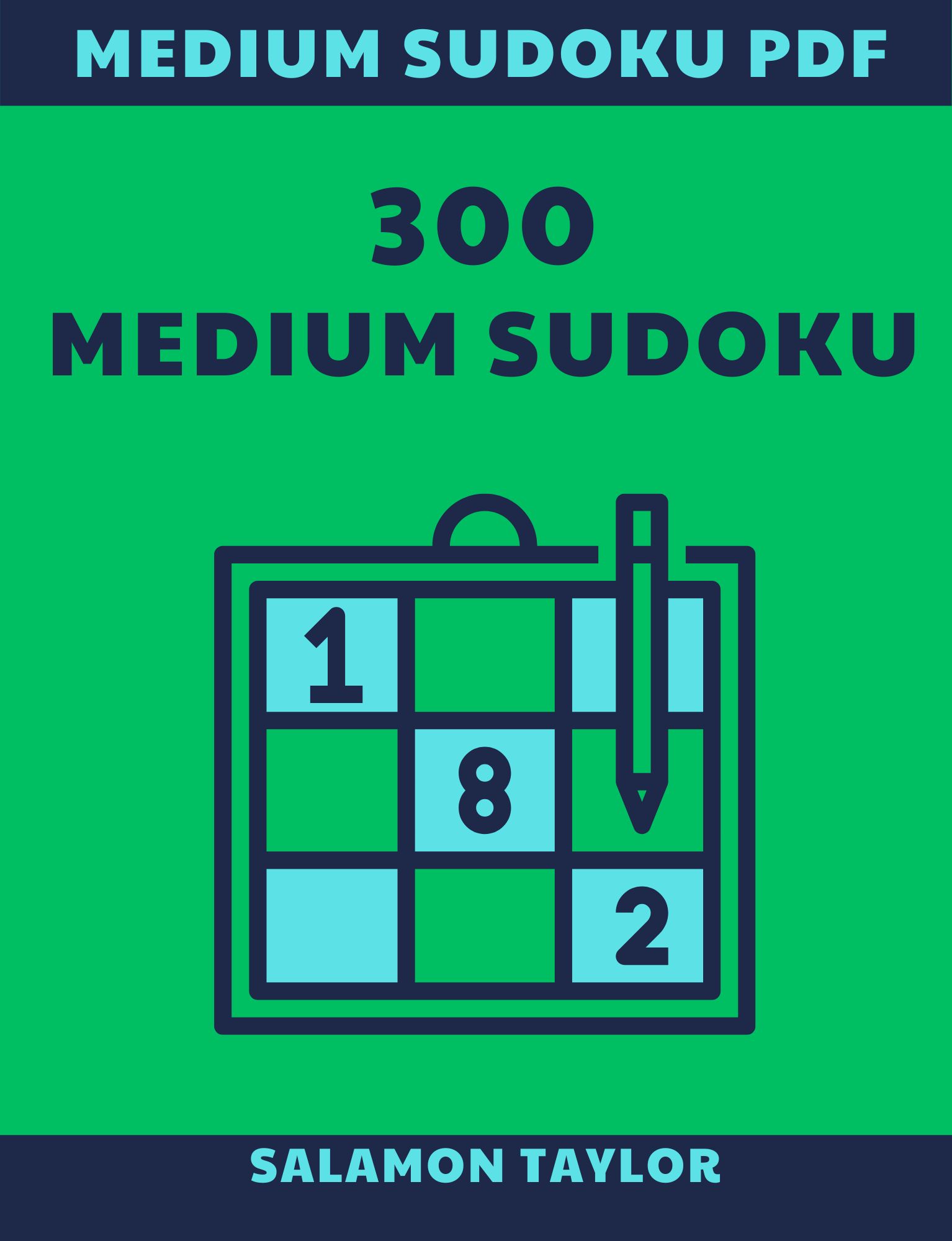 300 Medium Sudoku Puzzles with Solutions | Printable PDF Digital Download