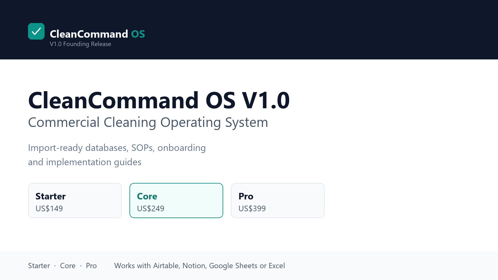 CleanCommand OS — Starter