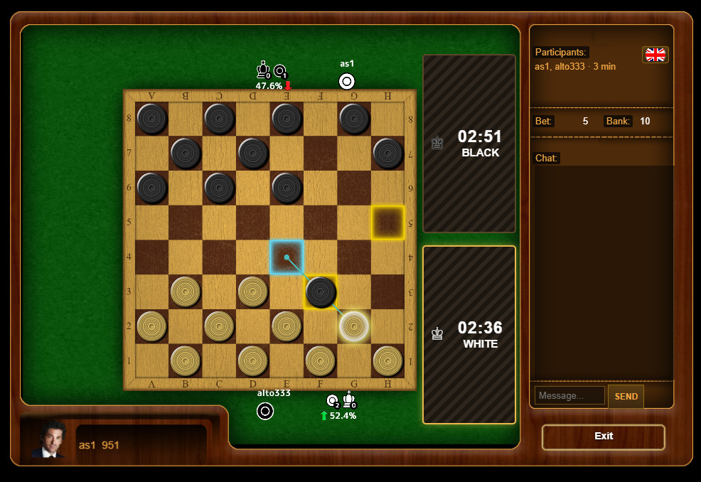 3D Checkers game with real-money betting