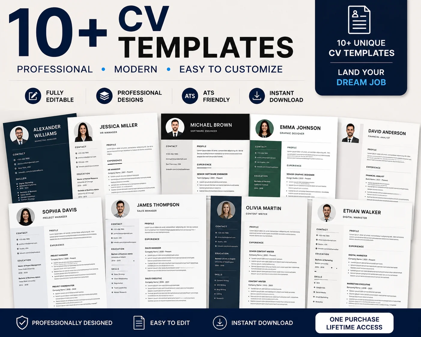 10+ Professional CV Templates | Modern Resume Templates