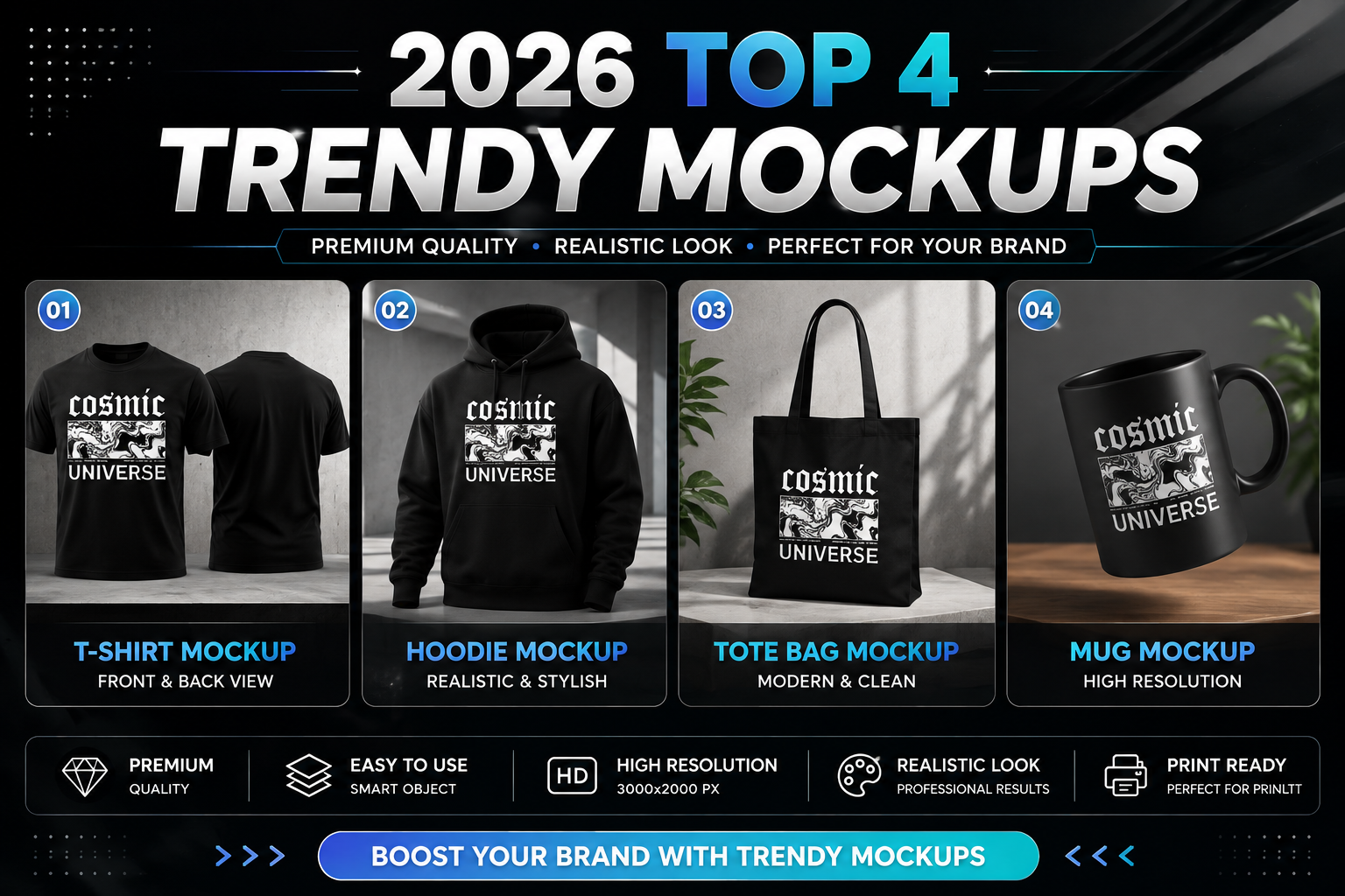 Premium White T-Shirt Mockup – Front & Back View