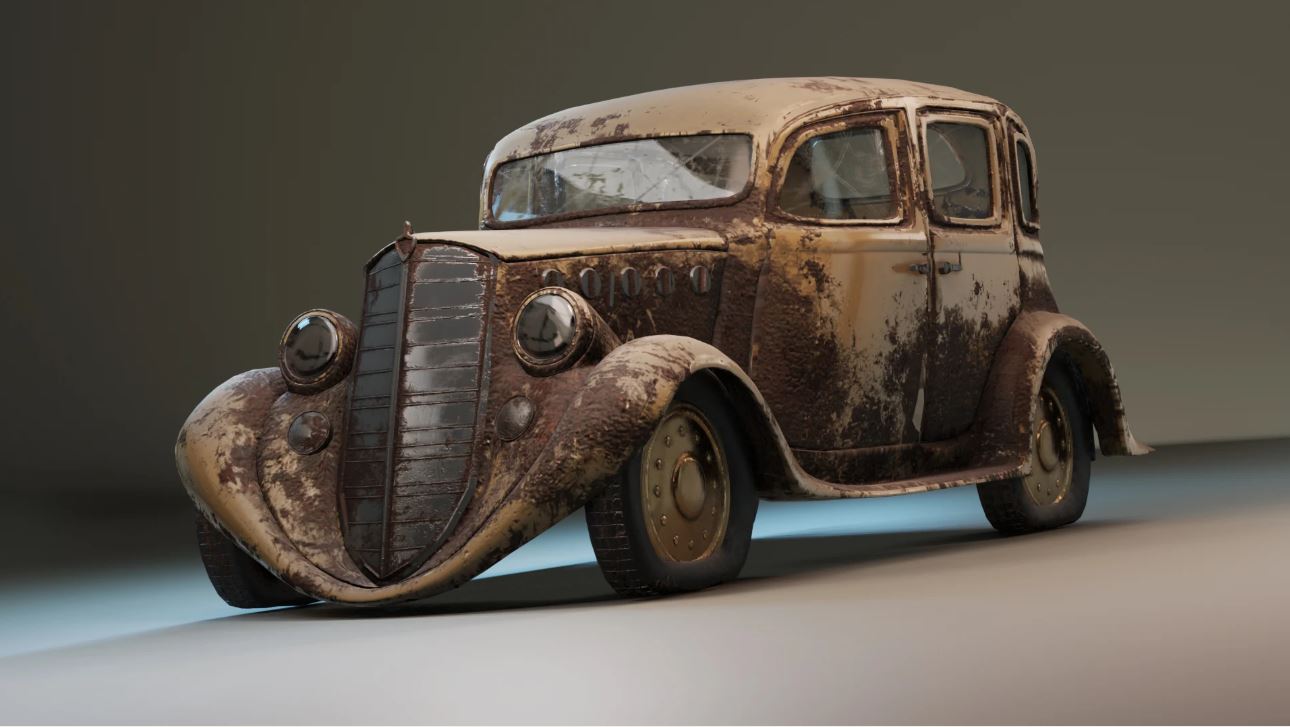 Classic car 2 Rusty 3D junkyard used crushed