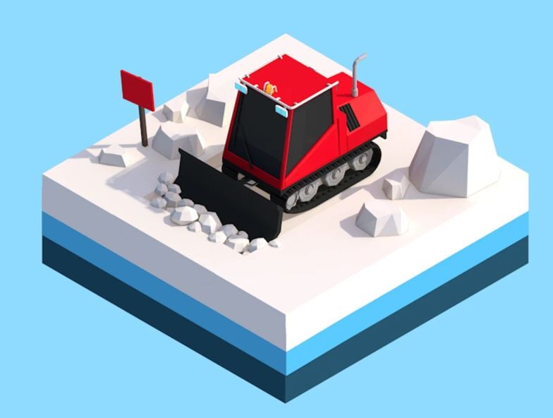 3D Cartoon Low Poly Snowcat Track Vehicle Small model
