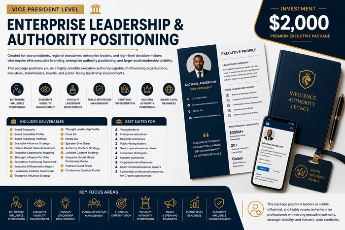 Vice President Level - Enterprise Leadership & Authority Positioning