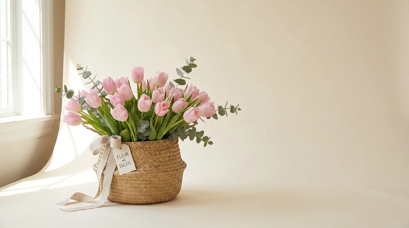 Pink Tulip Basket