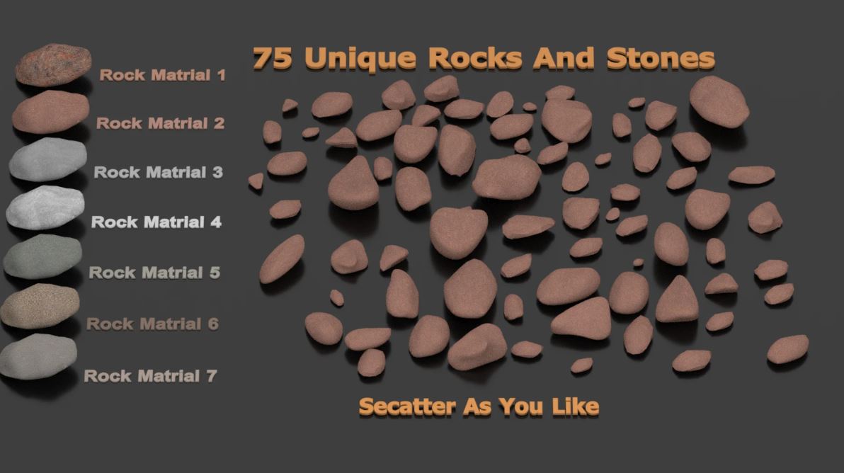 75 Rocks And Stones Megapack 3D model