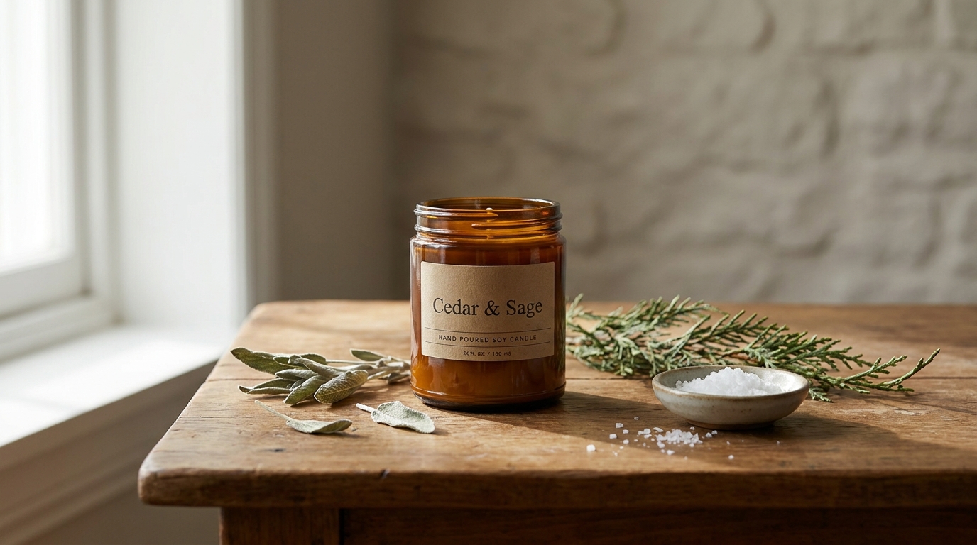 Hand-Poured Soy Candle — Cedar & Sage