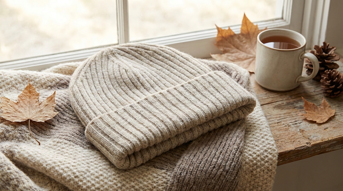 Wool-Blend Ribbed Beanie