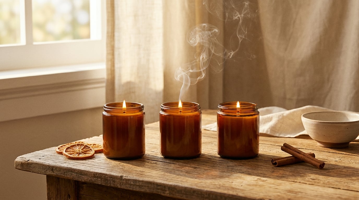 Amber Glow Candle Trio