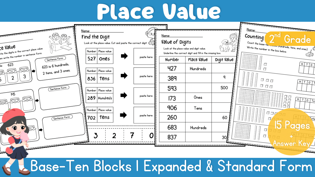 2nd Grade Place Value Worksheets | Hundreds, Tens, and Ones Activities