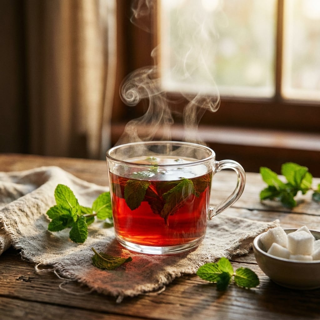 شاي أحمر بالنعناع