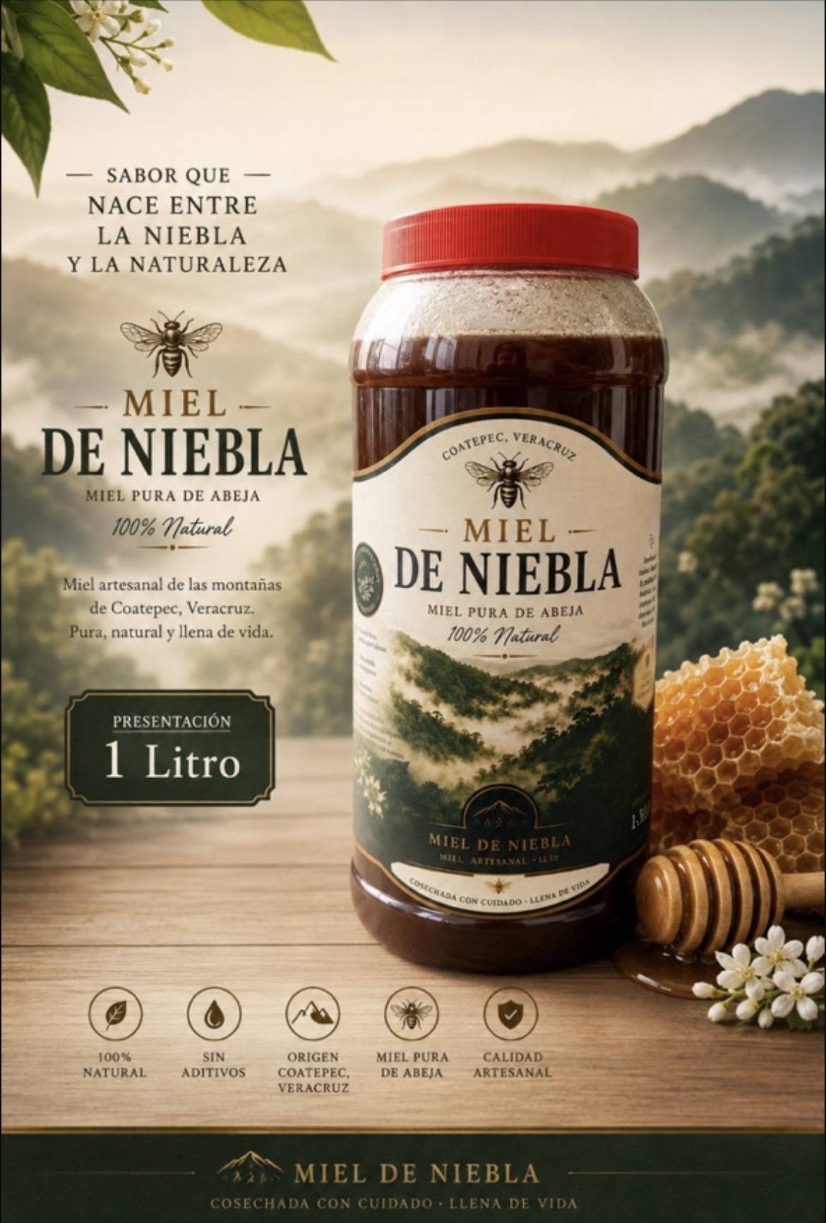 Miel de bosque de niebla, 1 L