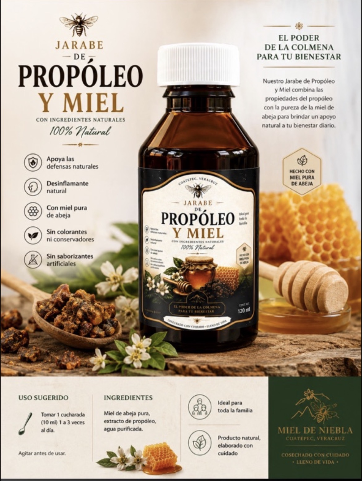 Miel con propóleos 100% orgánica 