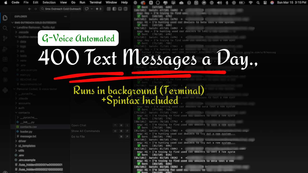400 SMS Per day, Google Voice Automation