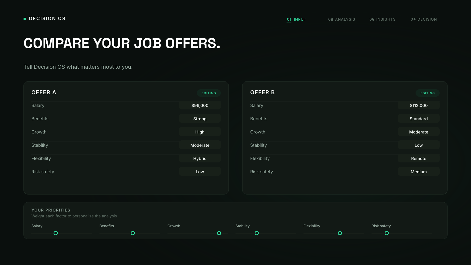 Decision OS: Compare Job Offers