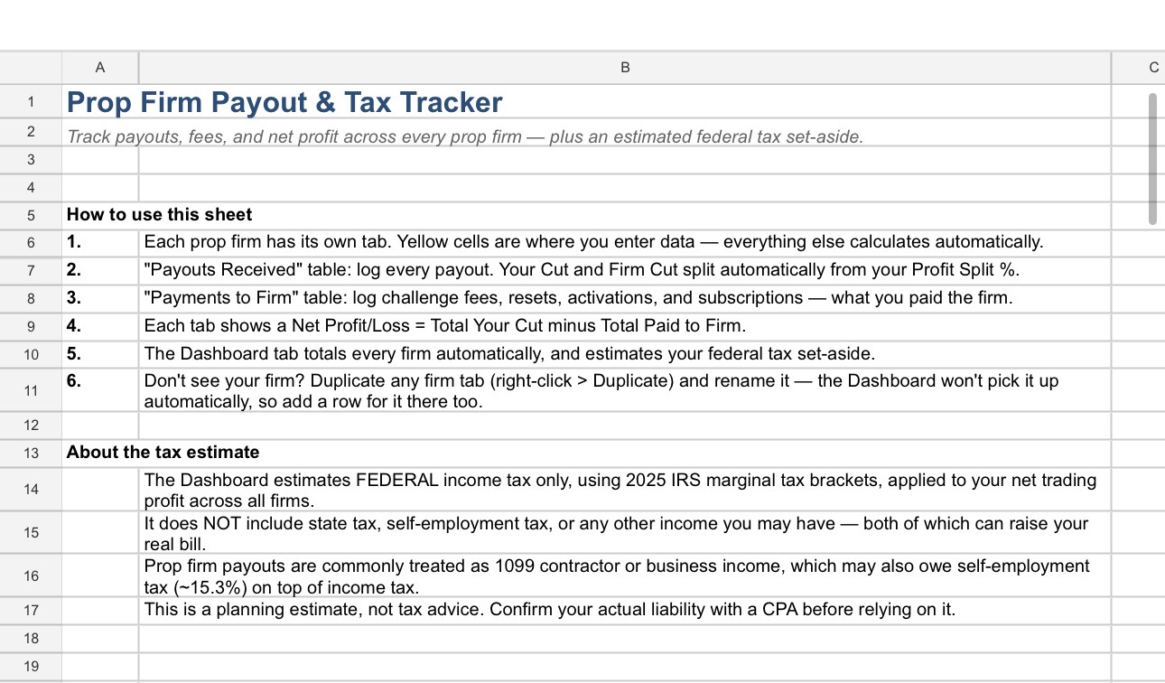 Prop Firm Gain/Loss & Tax