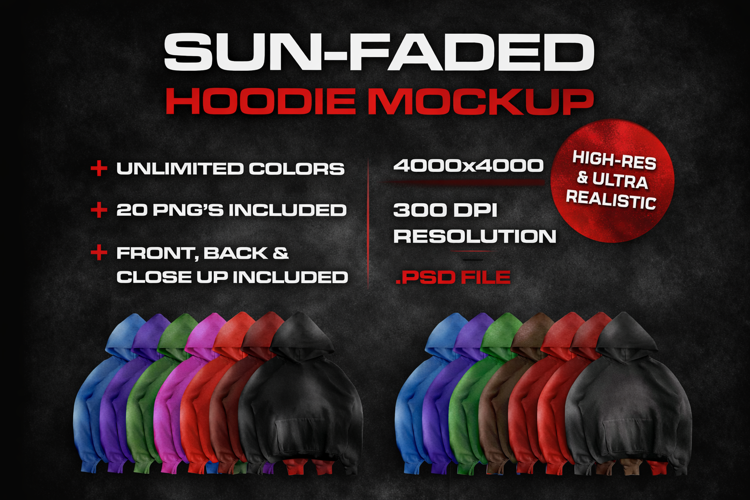 Sun-Faded Hoodie Mock-Up