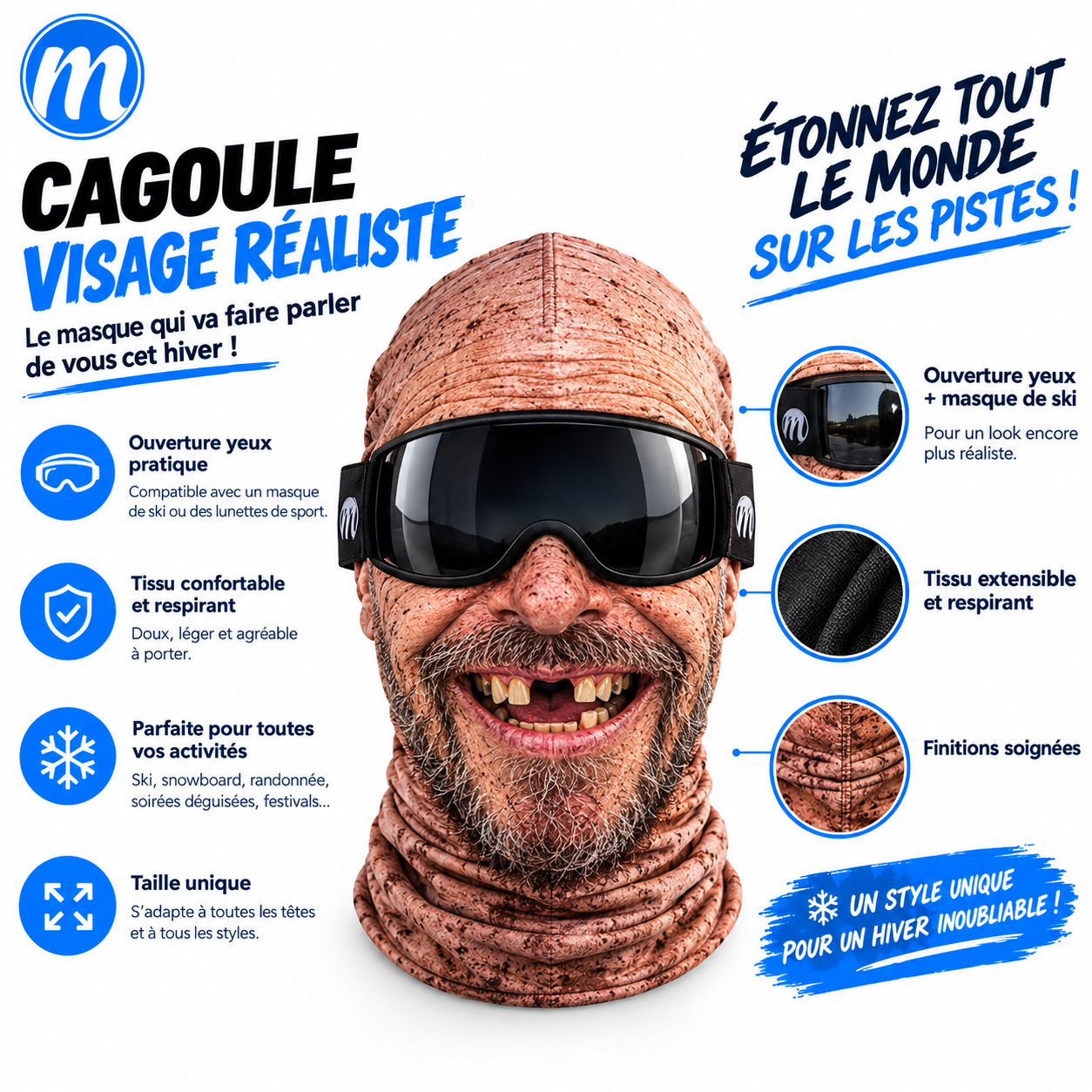 Cagoule visage réaliste