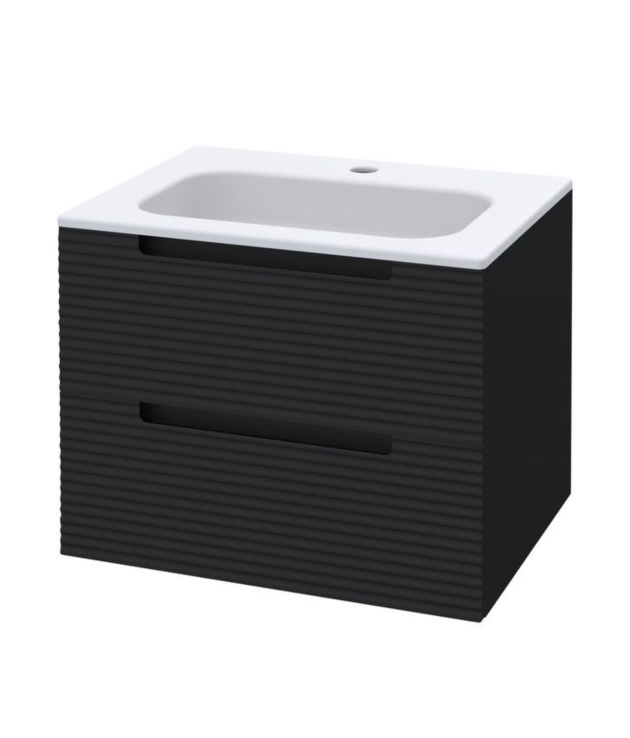 2 Drawer Vanity Matt Black Including Basin (610 x 460 x 520 mm)