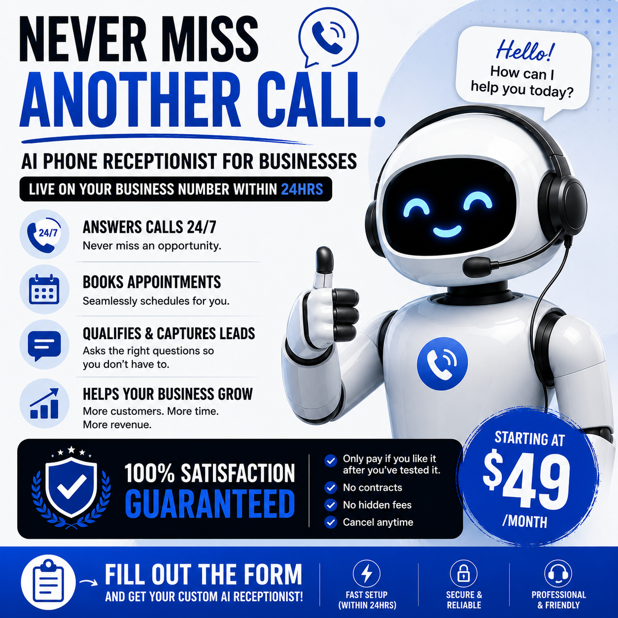 Monthly Business AI Receptionist