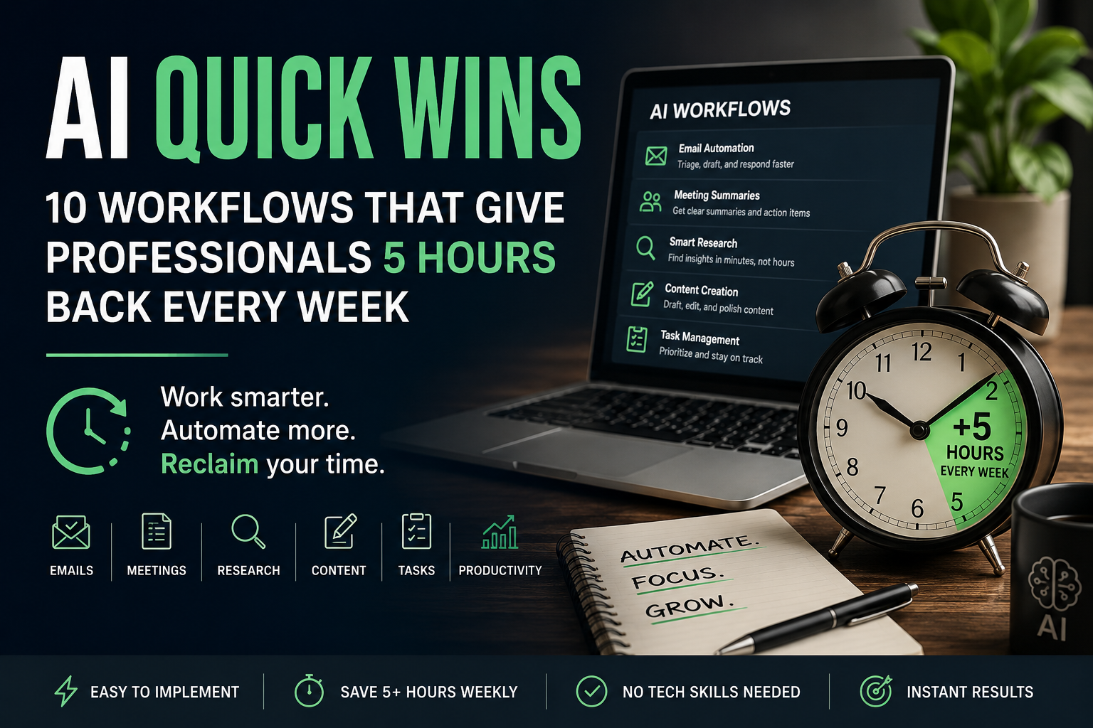 AI Quick Wins: 10 Workflows That Give Professionals 5 Hours Back Every Week