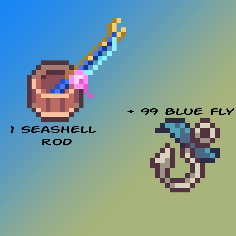 Seashell rod + 99 Blue Fly