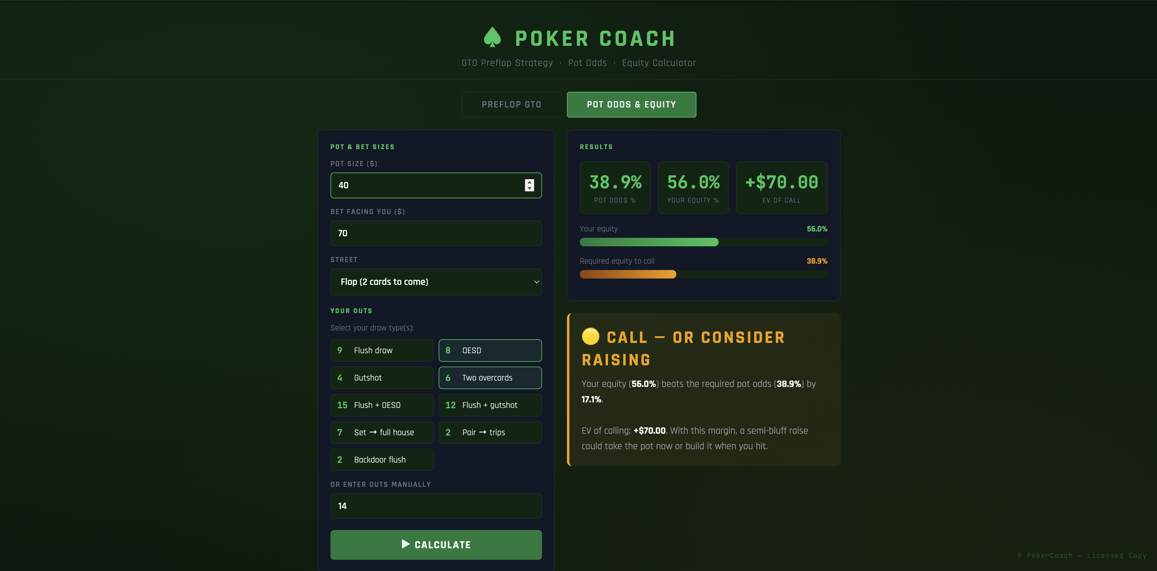 GTO Poker Coach — Monthly Access