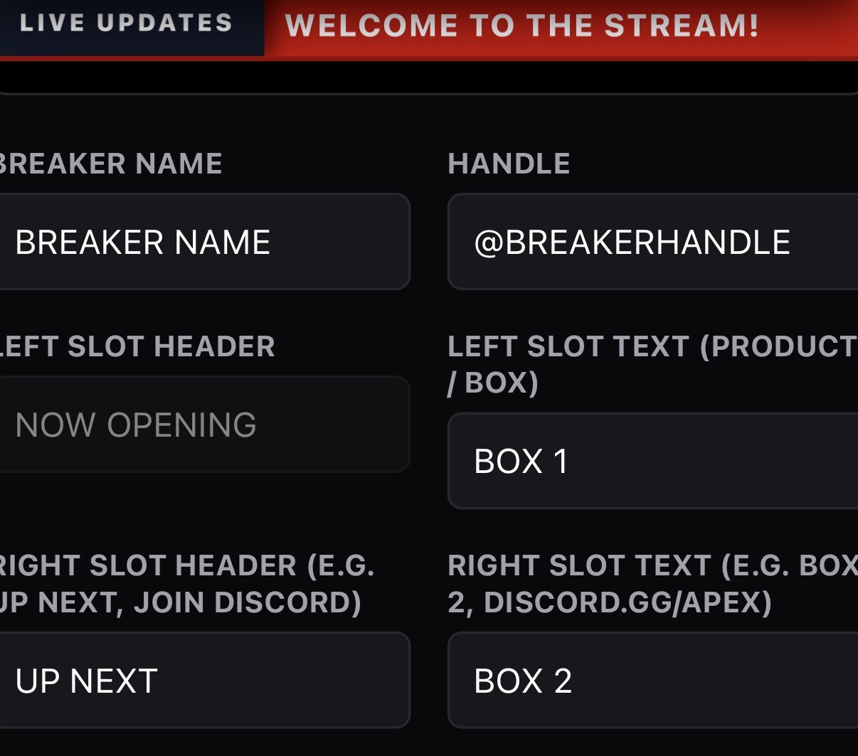Live Stream Overlay Display 
