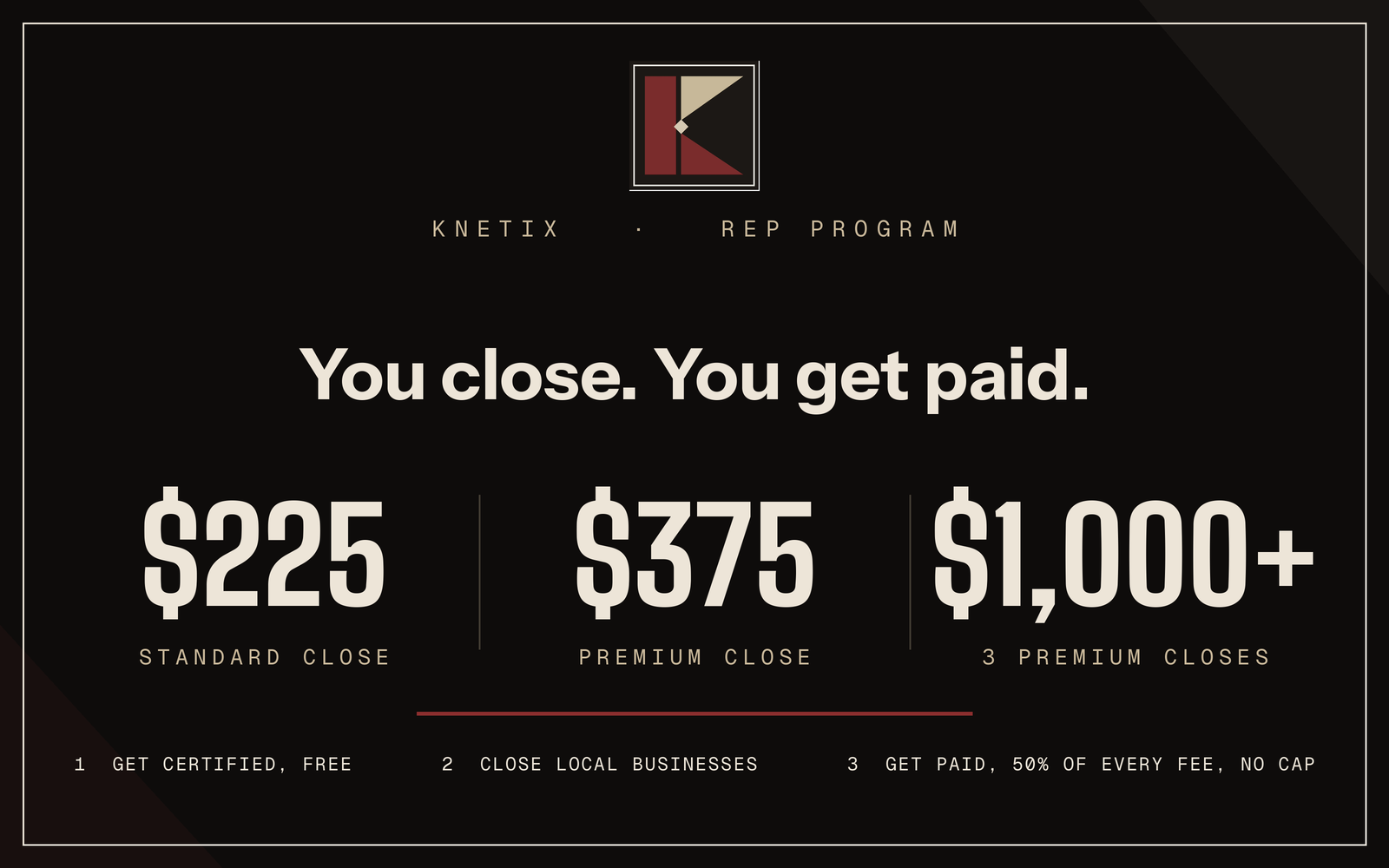 Get Paid to Close Local Businesses — KNETIX Rep Program