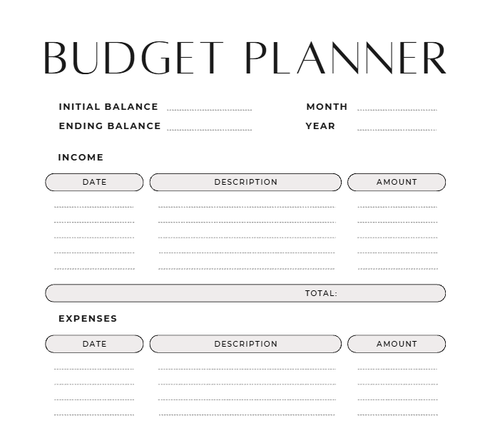 Weekly Budget Planner - Minimilist