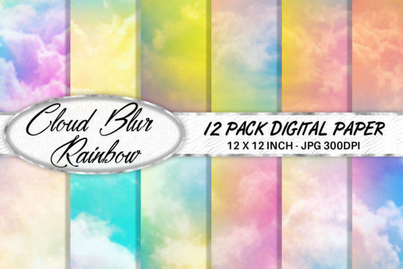 Blur Cloud Rainbow Digital Paper Pack
